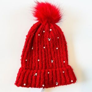 BP Pearl Embellished Pom Beanie